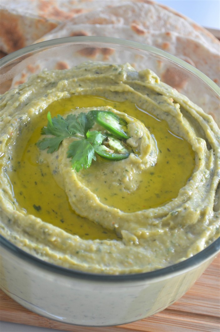 Cilantro and Jalapeno Hummus Recipe By SweetNSpicyLiving.com
