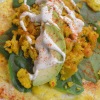 vegetarian chickpea and cauliflower spinach egg wrap