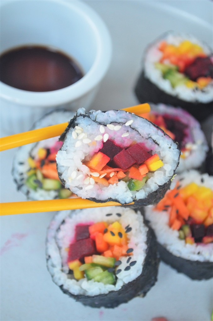 Vegan Rainbow Sushi Roll