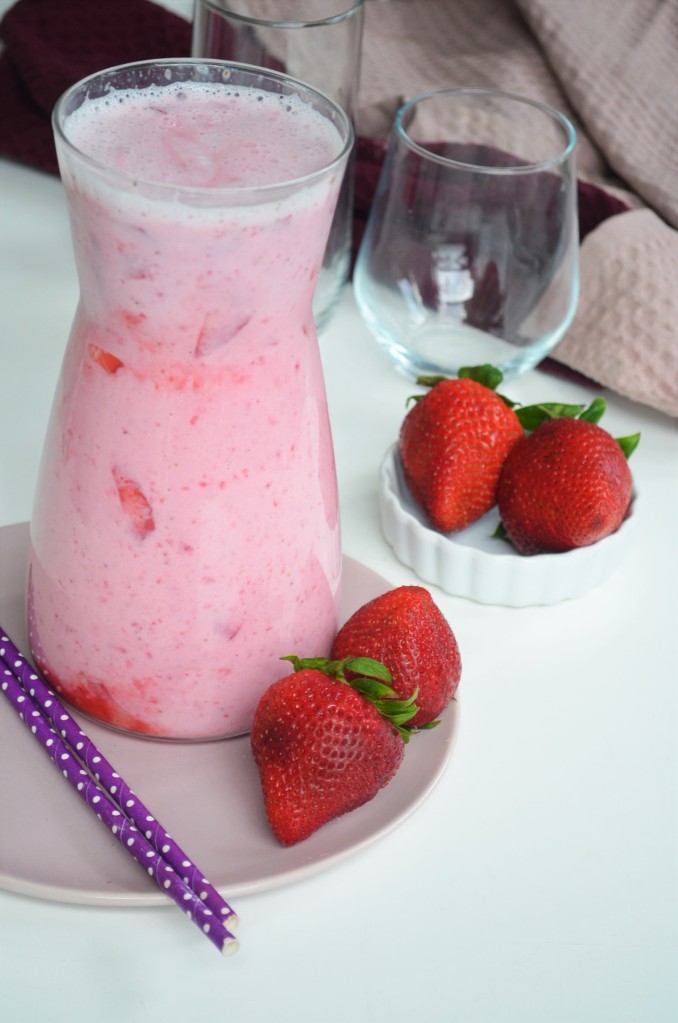 3 Ingredients Fresh Strawberry Milk Drink By SweetNSpicyLiving